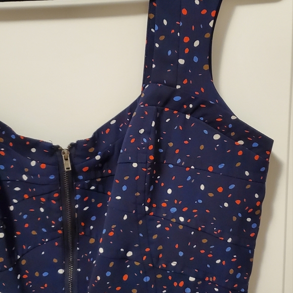 2/$65  🖤💙 Like new BCBG navy dress with dotted pattern; zipper front - Picture 3 of 10